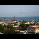 Blick von unserem Hotelzimmer auf das Kap Komorin, die südlichste Spitze Indiens